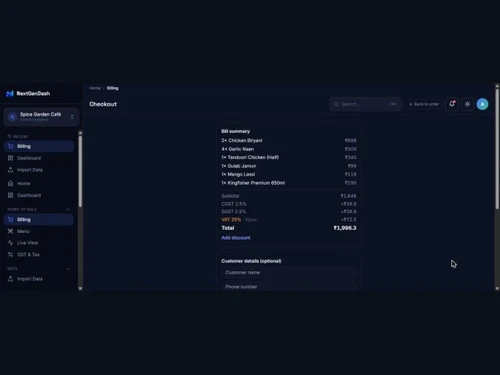 NextGenDash billing