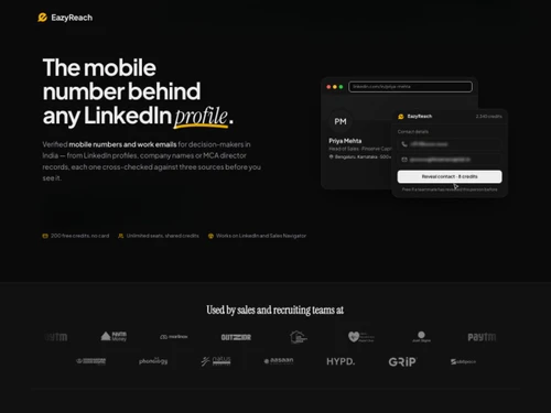 EazyReach dashboard