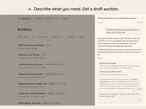 SourcingHQ dashboard