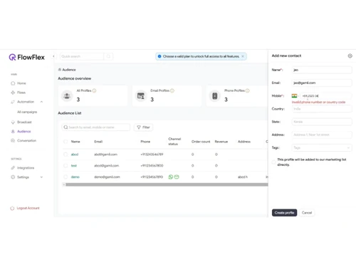 FlowFlex AI dashboard