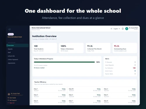 Infovion School dashboard