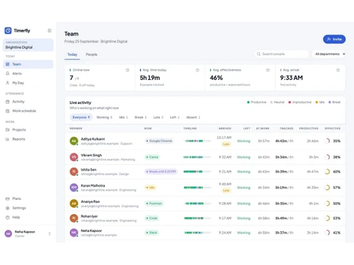 Timerfly dashboard