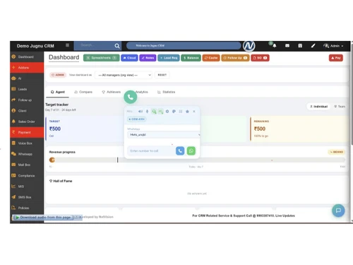 Jugnu CRM dashboard