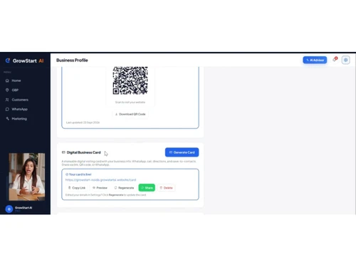 GrowStart AI dashboard