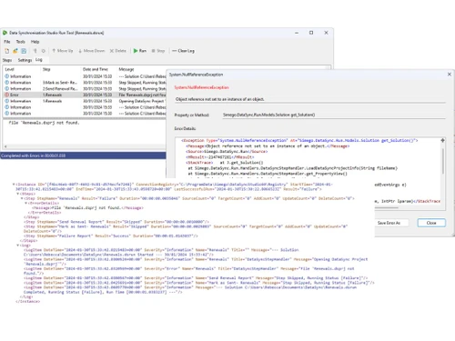 Simego Data Synchronisation Studio error