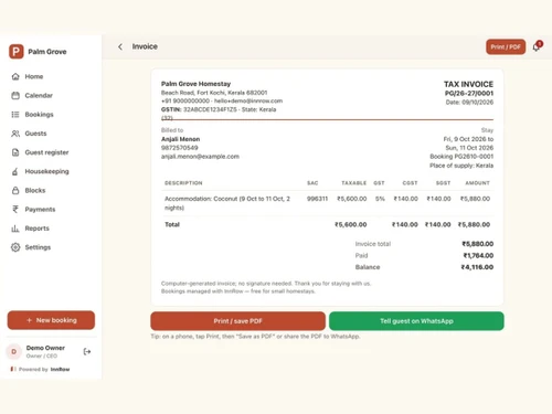 InnRow invoice