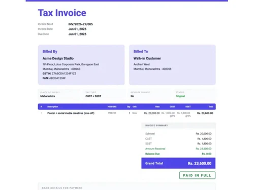 BillForge tax invoice