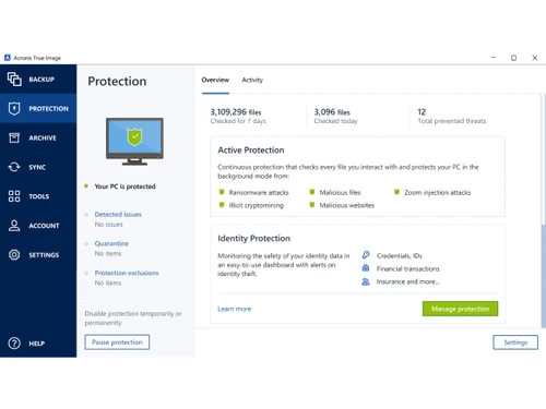 Acronis True Image-protection