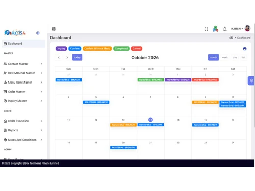 Jucas Catering dashboard