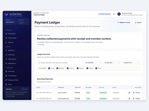 VeraTrack payment ledger