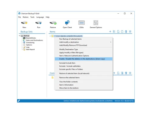 nanosystem uranium backup-logs