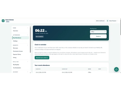 Aajar clock-in reminder
