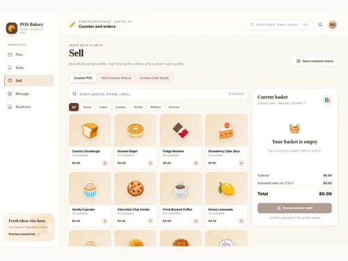 POS Bakery dashboard