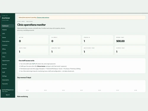 Clinic OS dashboard