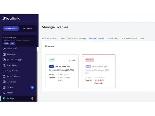 LeafLink-manage licenses