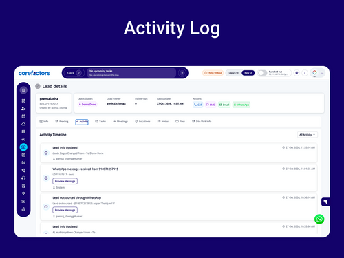 Corefactors CRM Activity Log