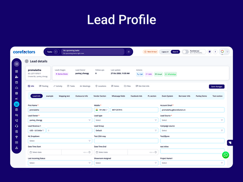 Corefactors CRM Lead Profile
