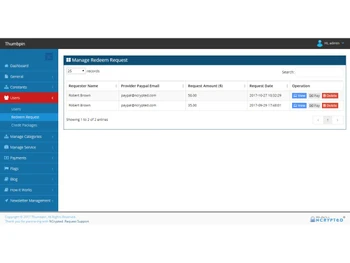 Thumbpin-Users Redeem Request