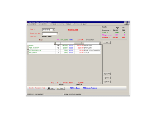 Sahiwala Poultry Software dashboard