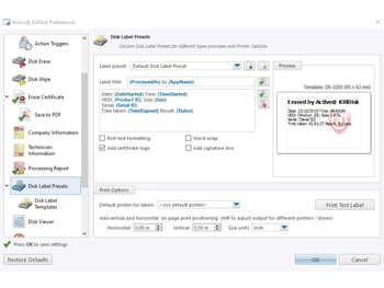 Lsoft Killdisk-Disk Label Presets