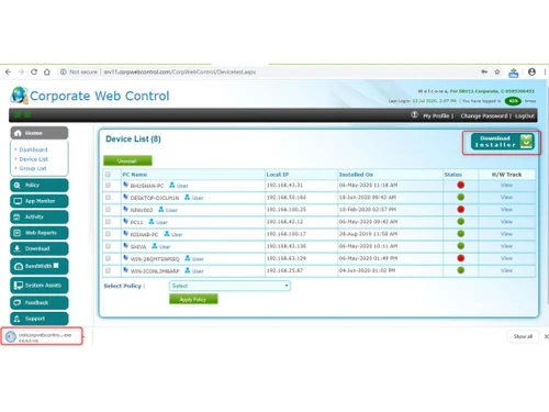 NET protector corporate web control list
