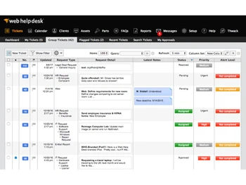 SolarWinds Web Help Desk dashboard