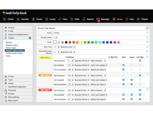 SolarWinds Web Help Desk priority