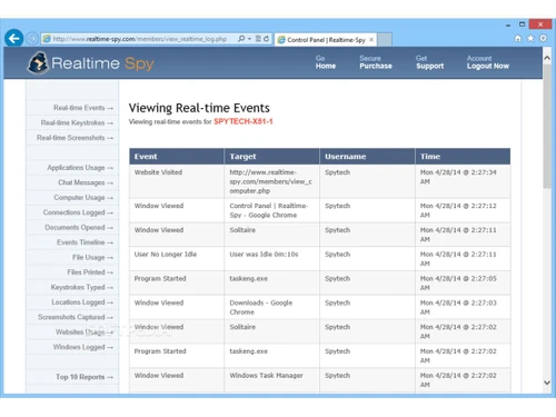 Spytech Realtime-Spy realtime events