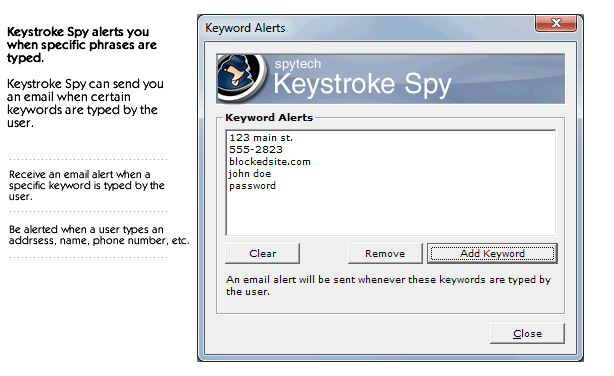 keystroke spy keyword alert