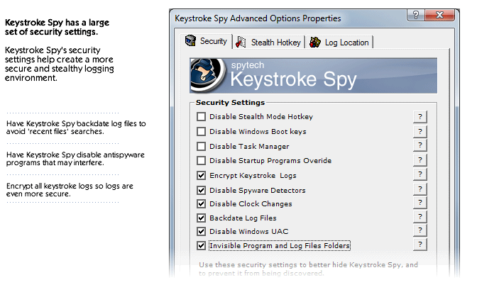 keystroke spy advance options