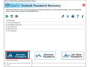 Shoviv Outlook Password Recovery file