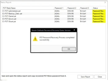 Shoviv Outlook Password Recovery success