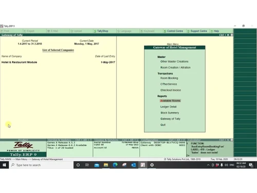 Hotel Management on Tally