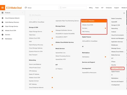 alibaba cloud web hosting domain