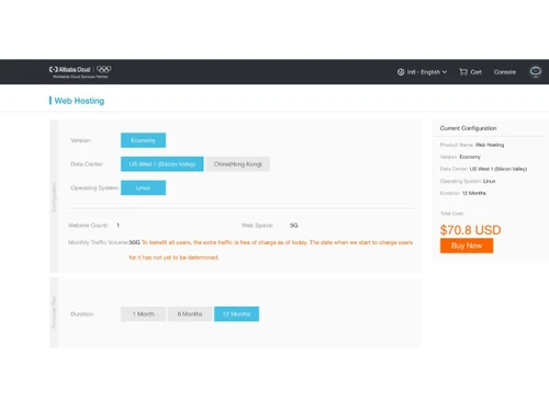 alibaba cloud web hosting version