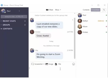 Zoom Meeting dashboard