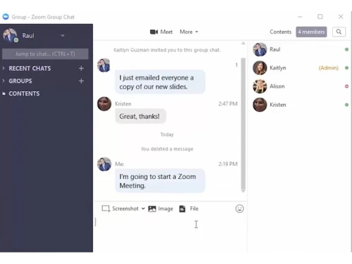 Zoom Meeting dashboard