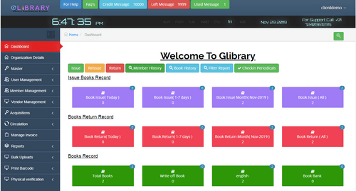 glibrary dashboard