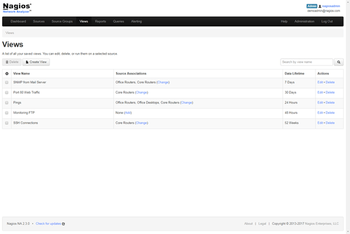 Nagios Network Analyzer views