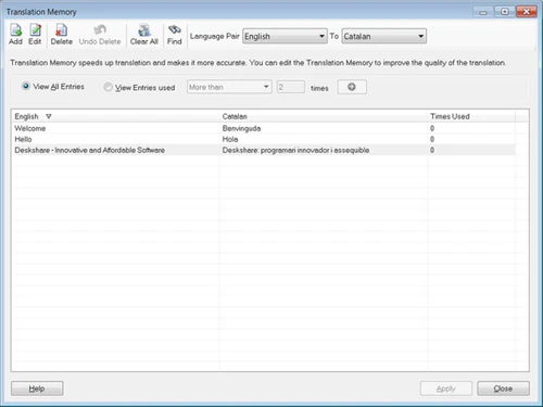 deskshare site translator memory