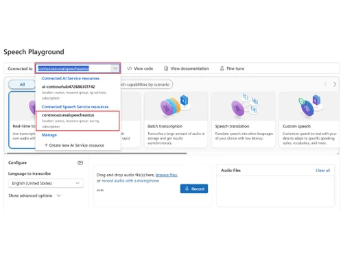 Microsoft Azure Speech Services playground
