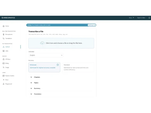 Speechmatics transcribe