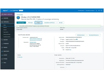 digicert secure site ssl order