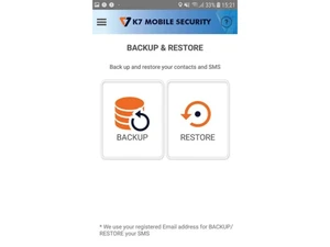 K7 Mobile Security backup and restore