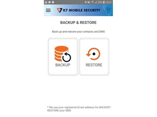 K7 Mobile Security backup and restore