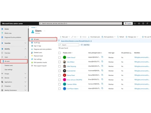 Microsoft Entra ID-admin dashboard