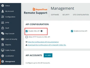 BeyondTrust Remote Support API Configuration