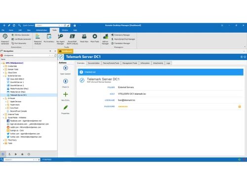 Devolutions Remote Desktop Manager dashboard