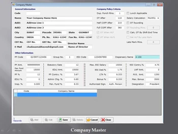 Sunrise Payroll company master