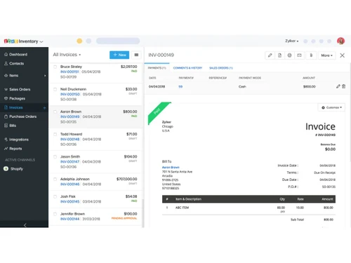 zoho inventory-invoice